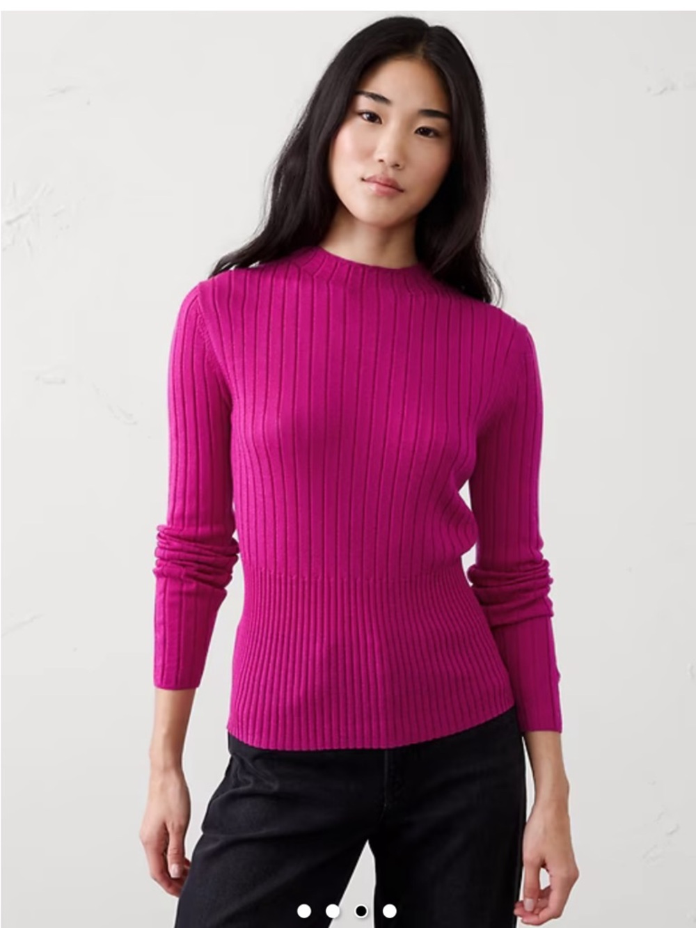 NWT Banana Republic Factory magenta orchid merino wool ribbed sweater size XL
